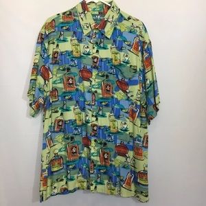 Big Dogs Beer Bottle Hawaiian Shirt Size L #B6 🌷